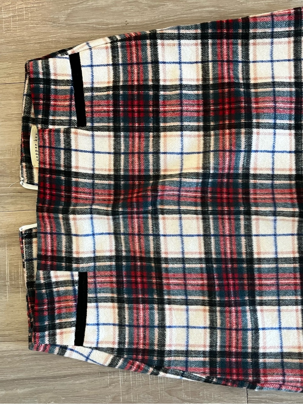 Copper Key Red Black Cream Plaid Mini Skirt